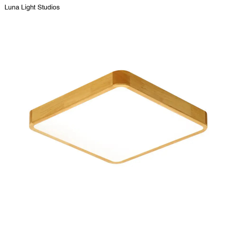 Modern Led Flush Mount Fixture - Beige Square Ceiling Light With Acrylic Shade Warm/White Available