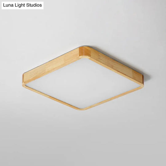 Modern Led Flush Mount Fixture - Beige Square Ceiling Light With Acrylic Shade Warm/White Available