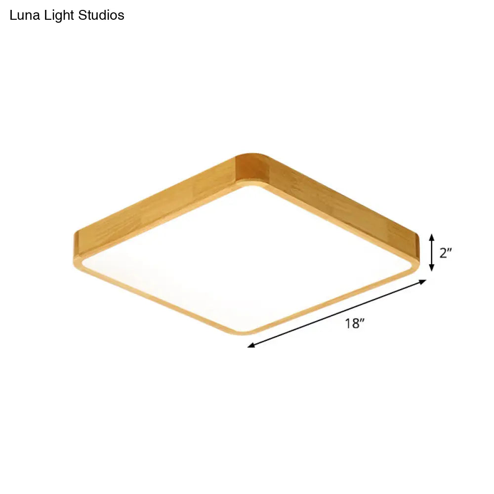 Modern Led Flush Mount Fixture - Beige Square Ceiling Light With Acrylic Shade Warm/White Available