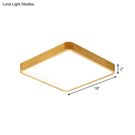 Modern Led Flush Mount Fixture - Beige Square Ceiling Light With Acrylic Shade Warm/White Available