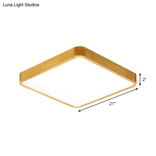 Modern Led Flush Mount Fixture - Beige Square Ceiling Light With Acrylic Shade Warm/White Available