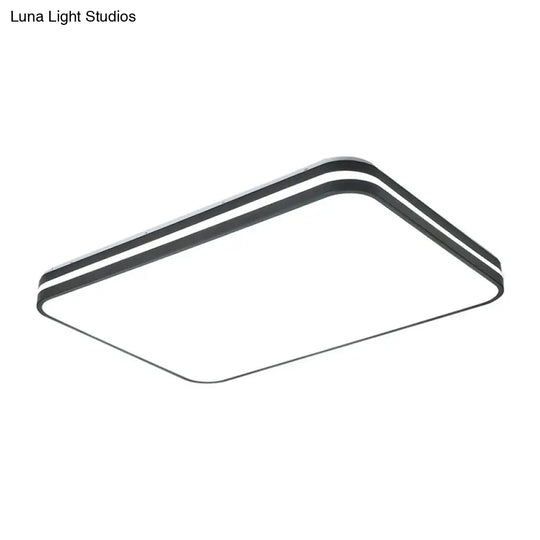 Modern Led Flush Mount Lamp – Black Square/Rectangle Acrylic Fixture In White Light