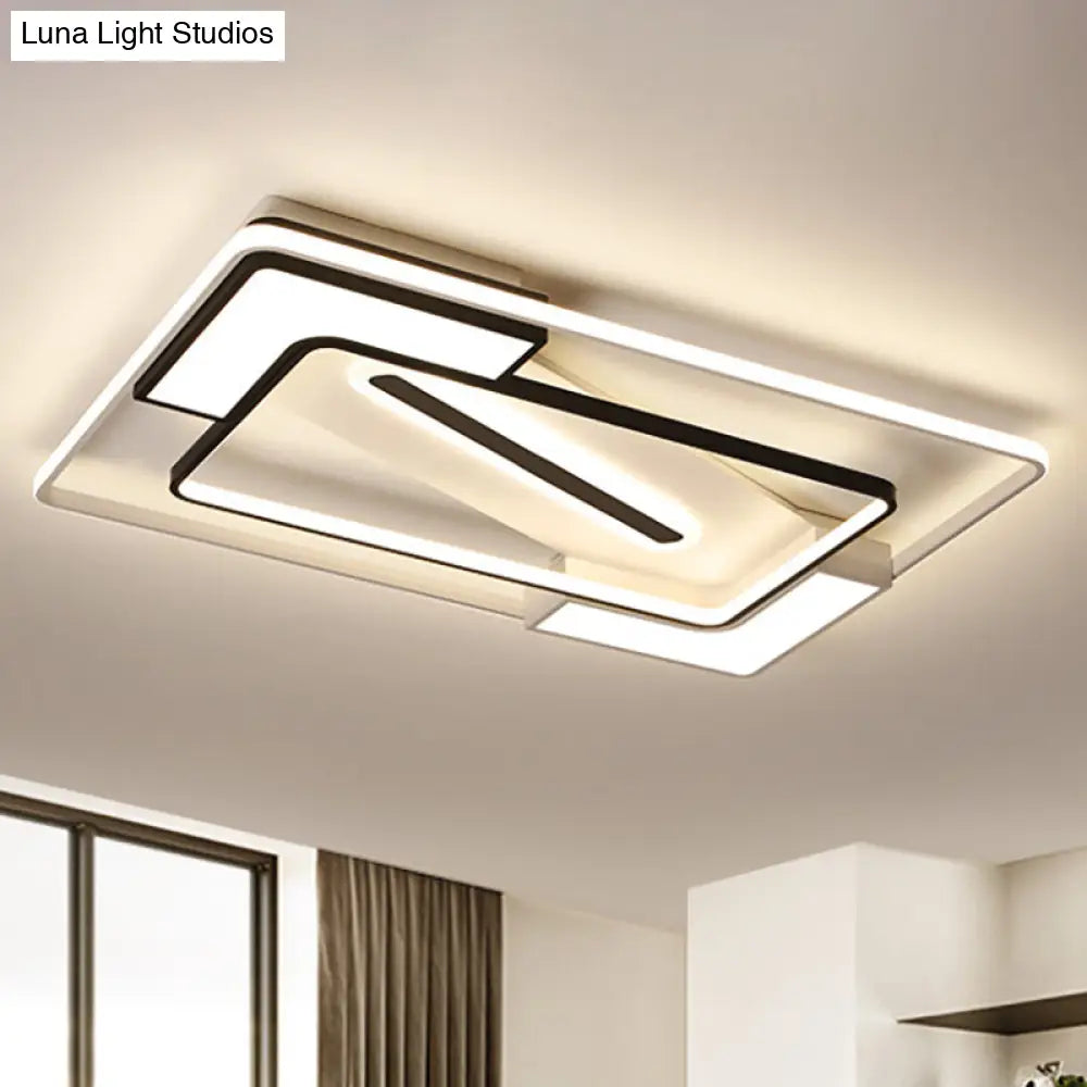 Modern Led Flush Mount Lamp: Black/White Metal Ceiling Light 16/19.5/35.5 W Black-White / 35.5 White