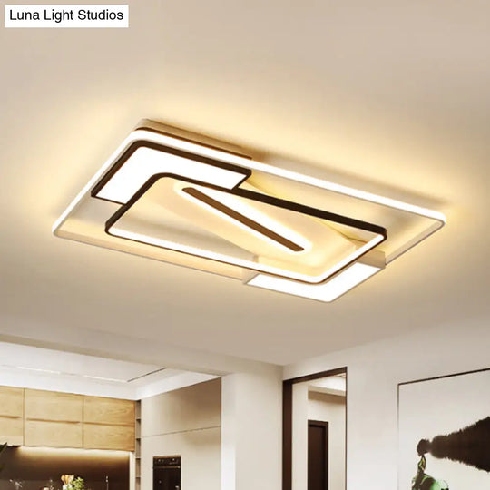 Modern Led Flush Mount Lamp: Black/White Metal Ceiling Light 16/19.5/35.5 W