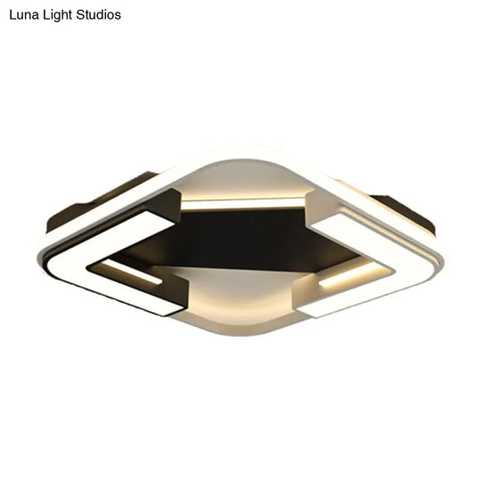 Modern Led Flush Mount Lamp In Black: Round/Square Acrylic Fixture With Warm/White Light