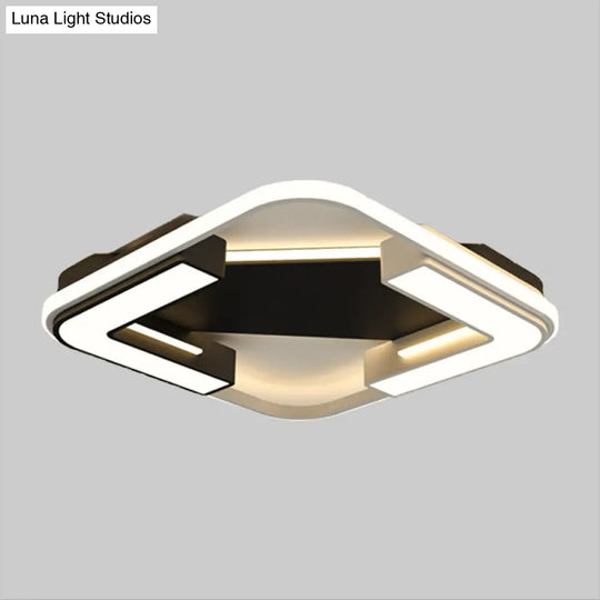 Modern Led Flush Mount Lamp In Black: Round/Square Acrylic Fixture With Warm/White Light