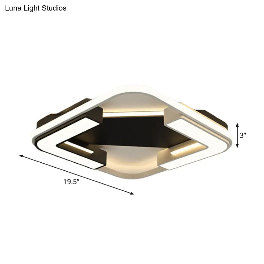 Modern Led Flush Mount Lamp In Black: Round/Square Acrylic Fixture With Warm/White Light