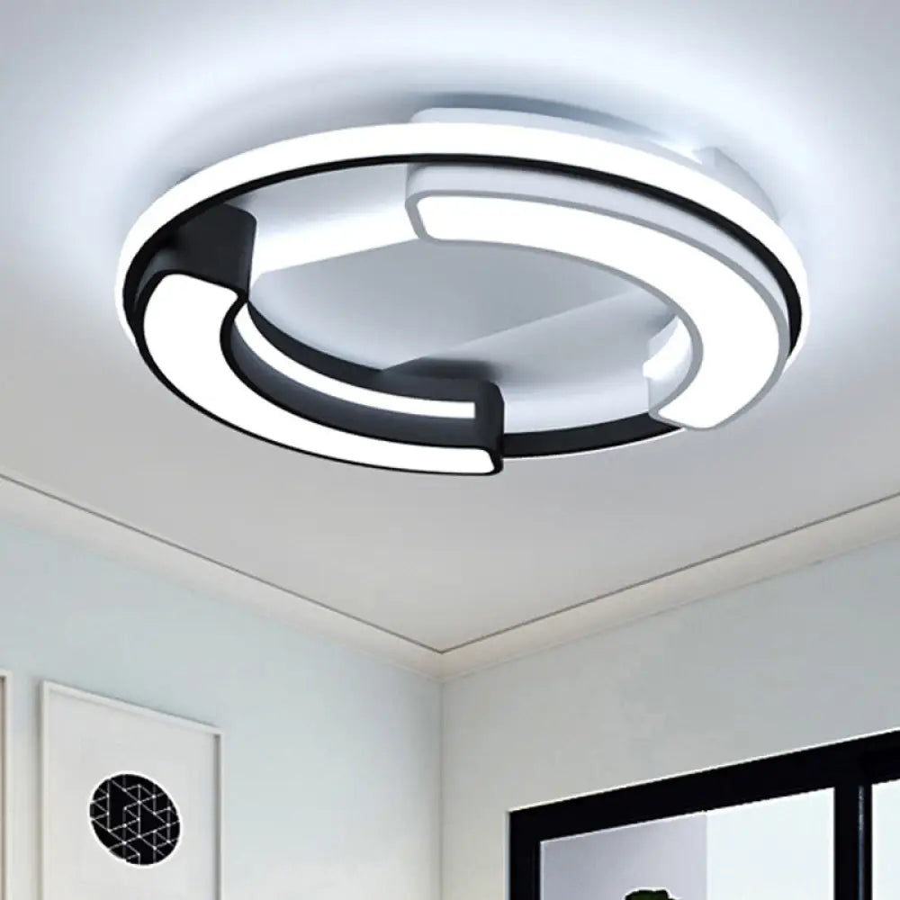 Modern Led Flush Mount Lamp In Black: Round/Square Acrylic Fixture With Warm/White Light Black /