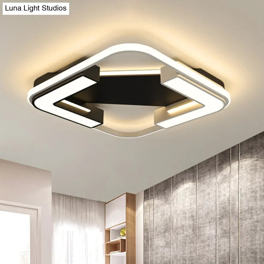 Modern Led Flush Mount Lamp In Black: Round/Square Acrylic Fixture With Warm/White Light Black /