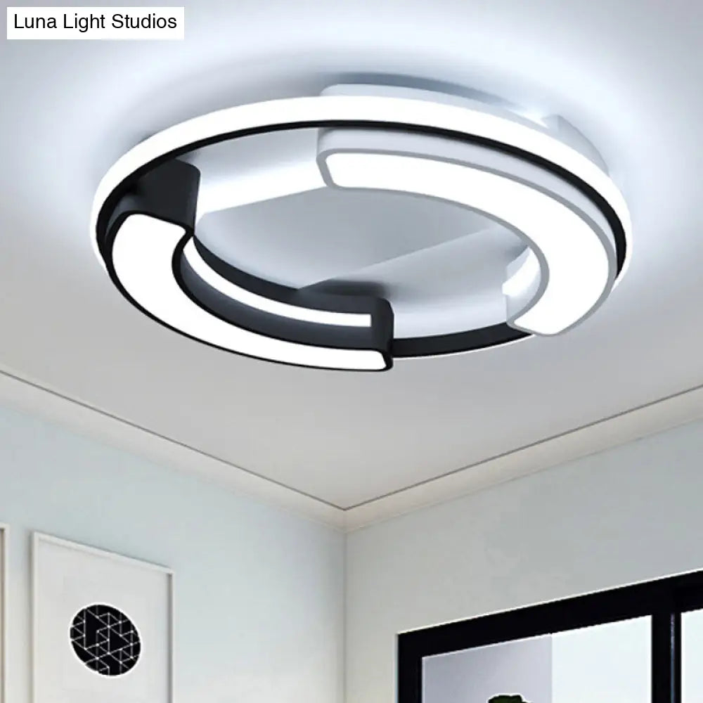 Modern Led Flush Mount Lamp In Black: Round/Square Acrylic Fixture With Warm/White Light Black /