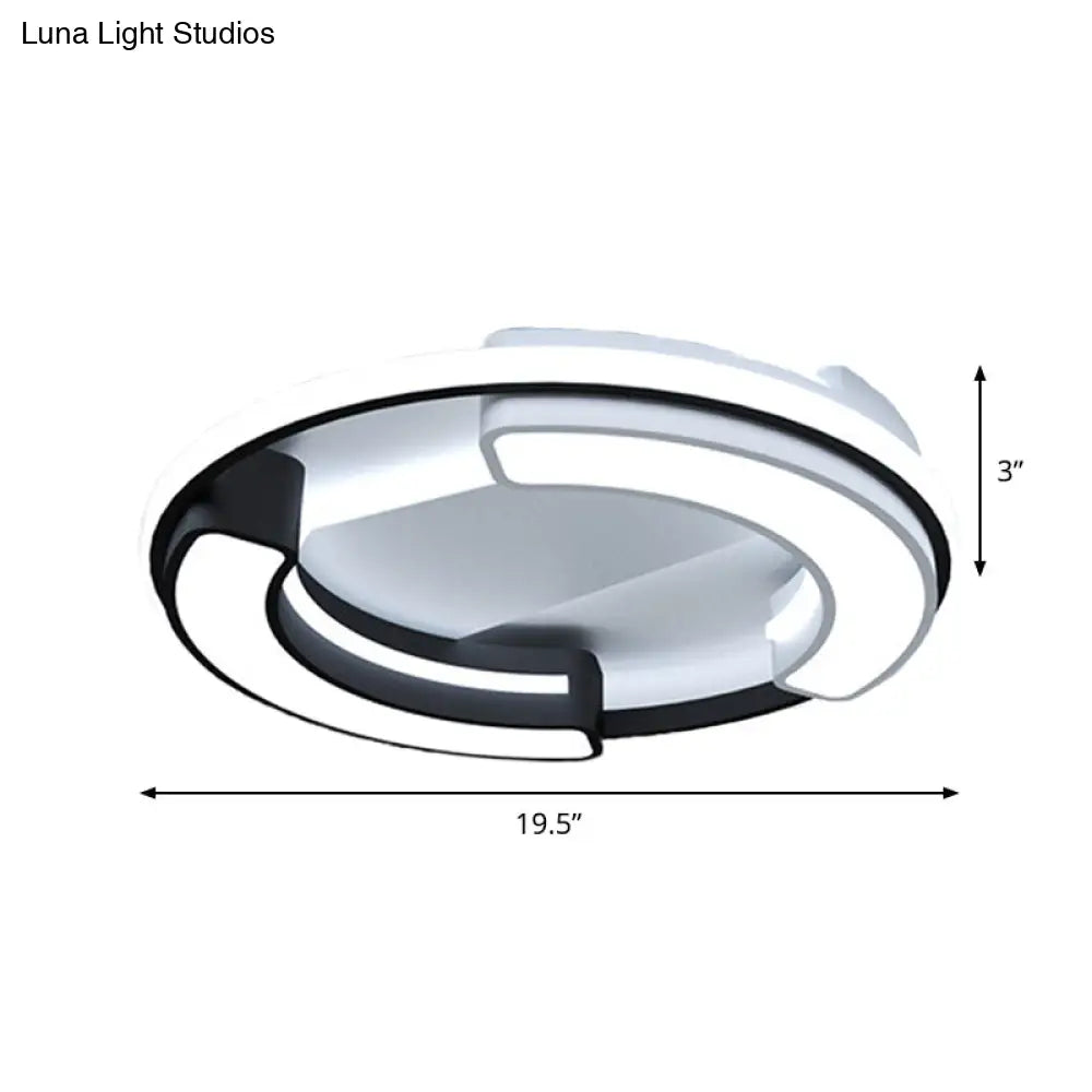 Modern Led Flush Mount Lamp In Black: Round/Square Acrylic Fixture With Warm/White Light