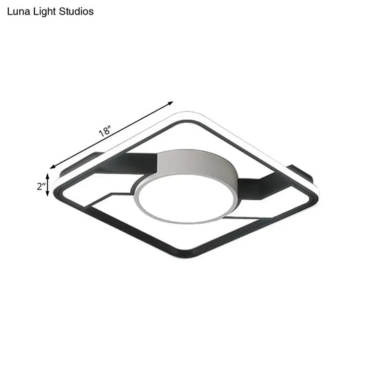 Modern Led Flush Mount Lamp: Wide Black-White Acrylic Square Light Fixture (18/22/31.5)