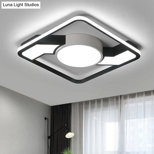 Modern Led Flush Mount Lamp: Wide Black-White Acrylic Square Light Fixture (18/22/31.5)