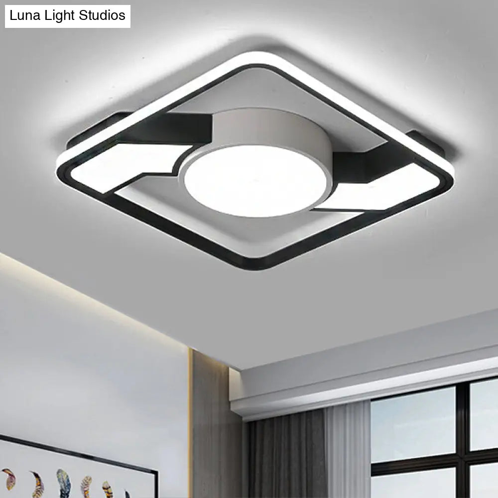 Modern Led Flush Mount Lamp: Wide Black-White Acrylic Square Light Fixture (18/22/31.5) / 18 White