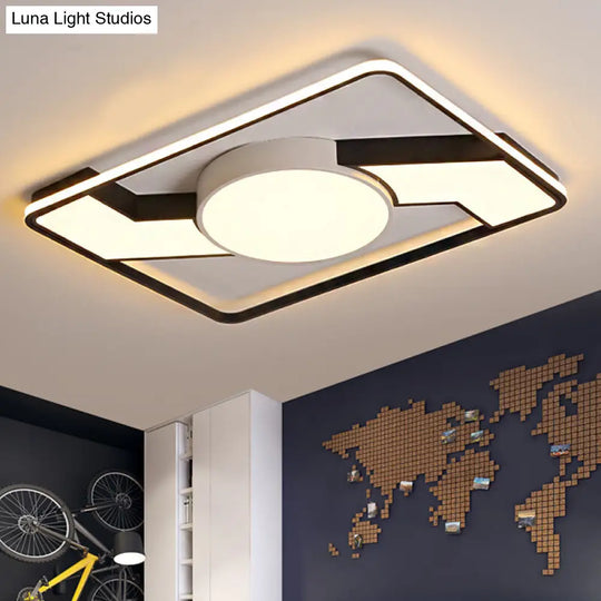 Modern Led Flush Mount Lamp: Wide Black-White Acrylic Square Light Fixture (18/22/31.5) / 31.5 Warm