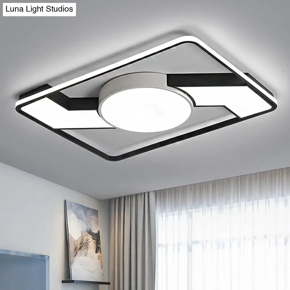 Modern Led Flush Mount Lamp: Wide Black-White Acrylic Square Light Fixture (18/22/31.5) / 31.5 White