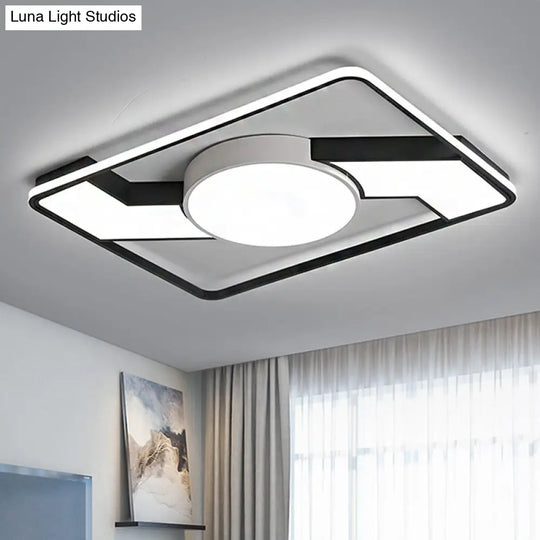 Modern Led Flush Mount Lamp: Wide Black-White Acrylic Square Light Fixture (18/22/31.5) / 31.5 White