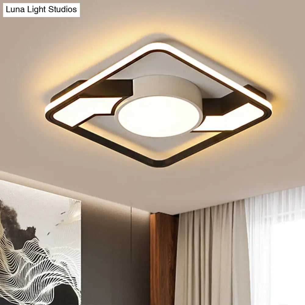 Modern Led Flush Mount Lamp: Wide Black-White Acrylic Square Light Fixture (18/22/31.5) / 18 Warm