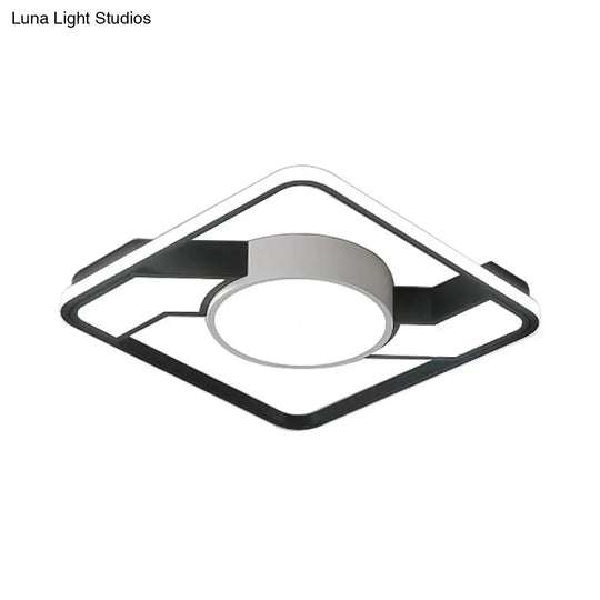 Modern Led Flush Mount Lamp: Wide Black-White Acrylic Square Light Fixture (18/22/31.5)