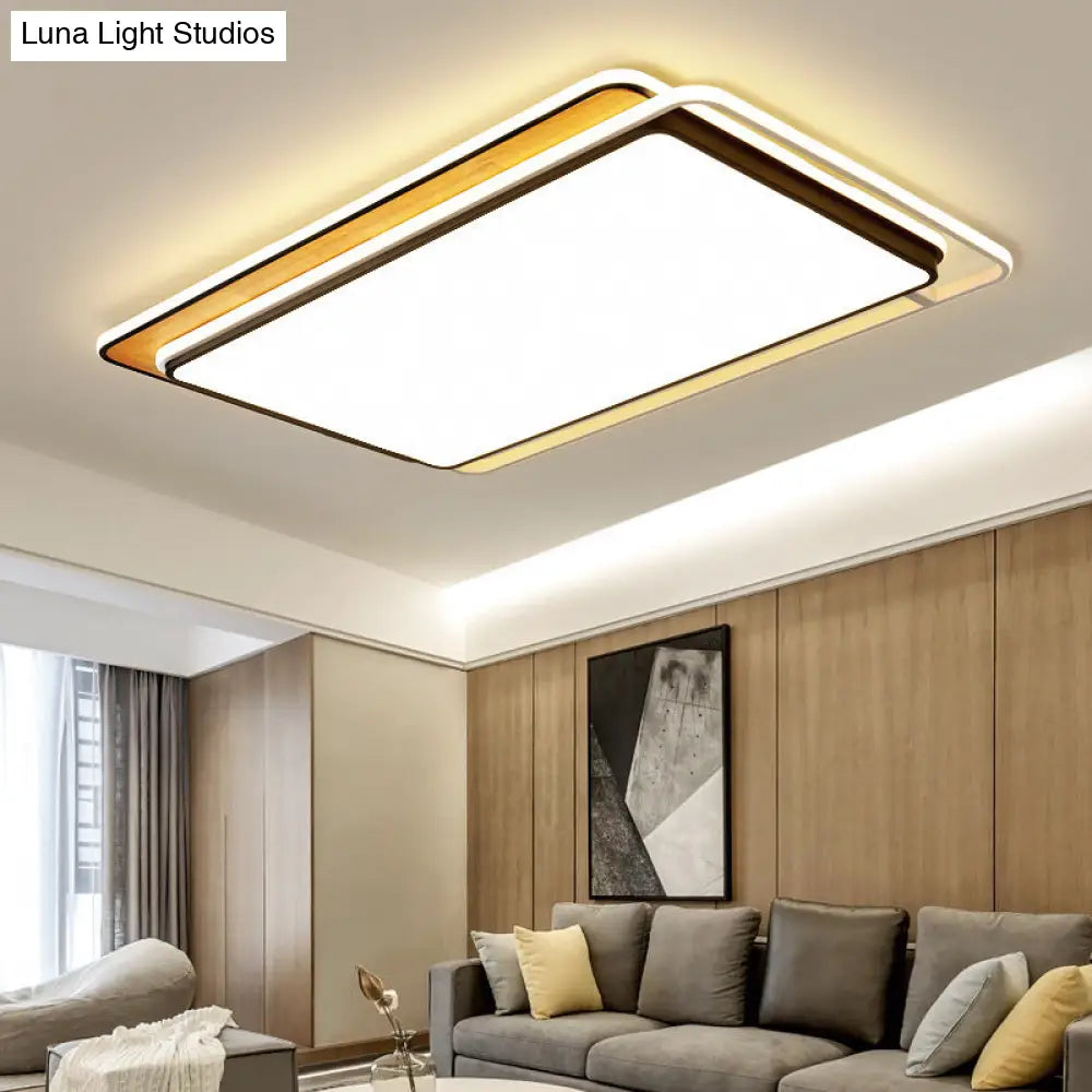 Modern Led Flush Mount Light Fixture: Black Rectangular Design Close To Ceiling Lamp In White/Warm