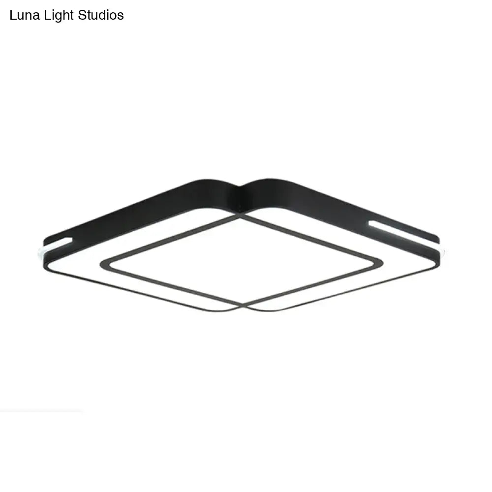 Modern Led Flush Mount Light Fixture With Acrylic Shade - Black/White Square Design White