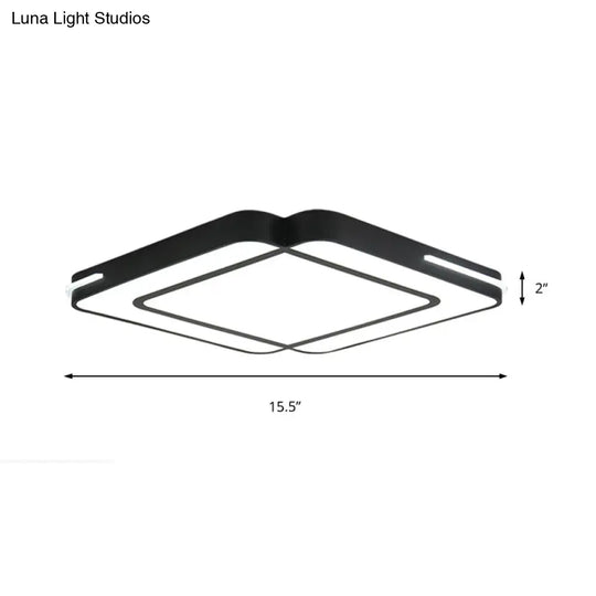 Modern Led Flush Mount Light Fixture With Acrylic Shade - Black/White Square Design White