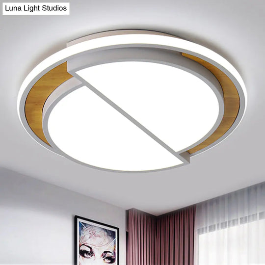 Modern Led Flush Mount Light In Black/White With White/Warm Glow 16.5’/20.5’ Wide