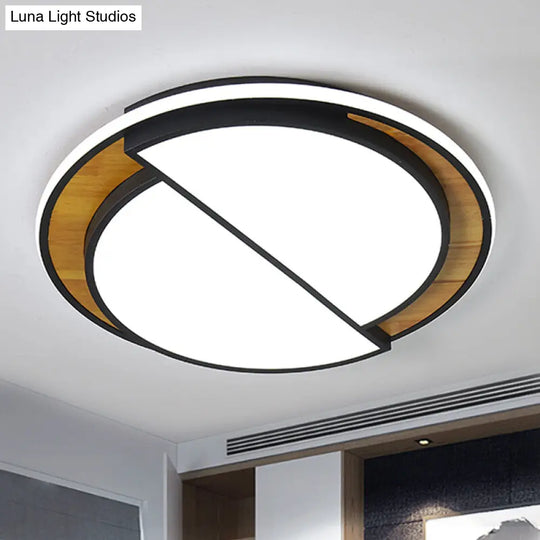 Modern Led Flush Mount Light In Black/White With White/Warm Glow 16.5/20.5 Wide Black / 16.5 Warm