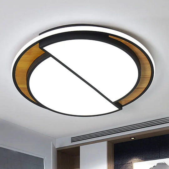 Modern Led Flush Mount Light In Black/White With White/Warm Glow 16.5’/20.5’ Wide Black / 16.5’ Warm