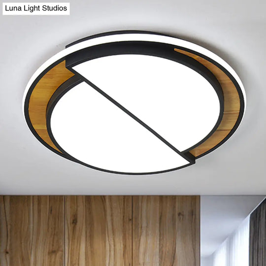 Modern Led Flush Mount Light In Black/White With White/Warm Glow 16.5’/20.5’ Wide