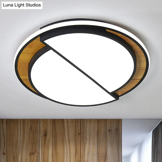 Modern Led Flush Mount Light In Black/White With White/Warm Glow 16.5/20.5 Wide