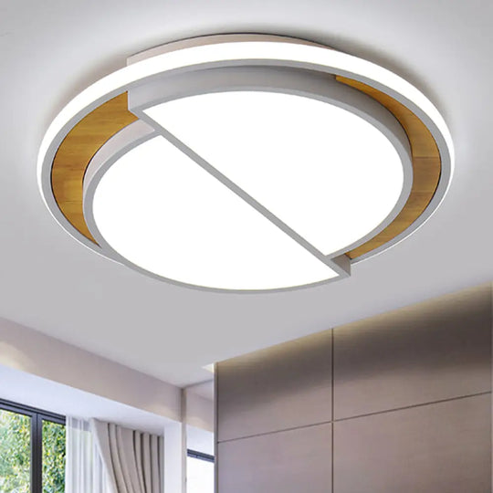 Modern Led Flush Mount Light In Black/White With White/Warm Glow 16.5’/20.5’ Wide White / 16.5’