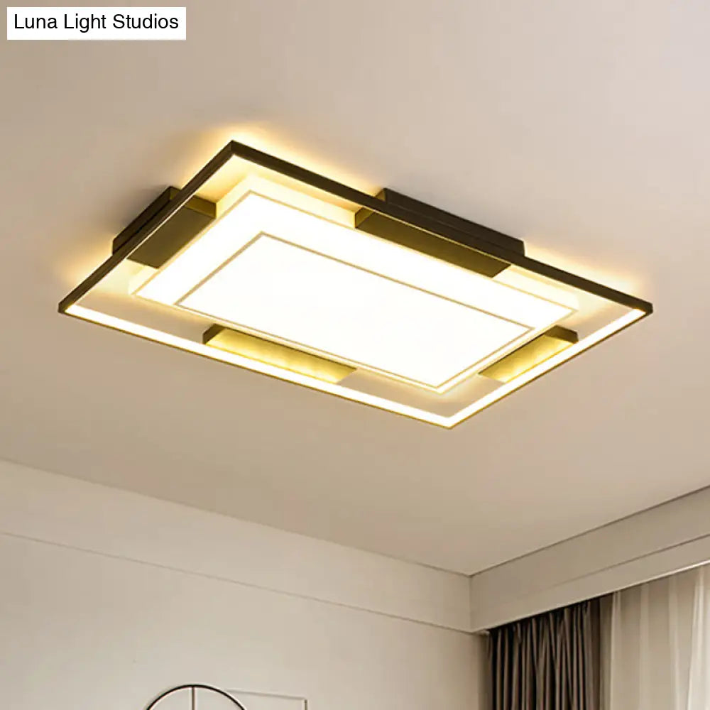 Modern Led Flush Mount Light With Acrylic Shade In Black And White - Available 3 Sizes / 35.5