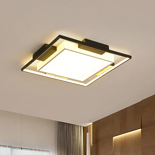 Modern Led Flush Mount Light With Acrylic Shade In Black And White - Available 3 Sizes / 18’ Warm