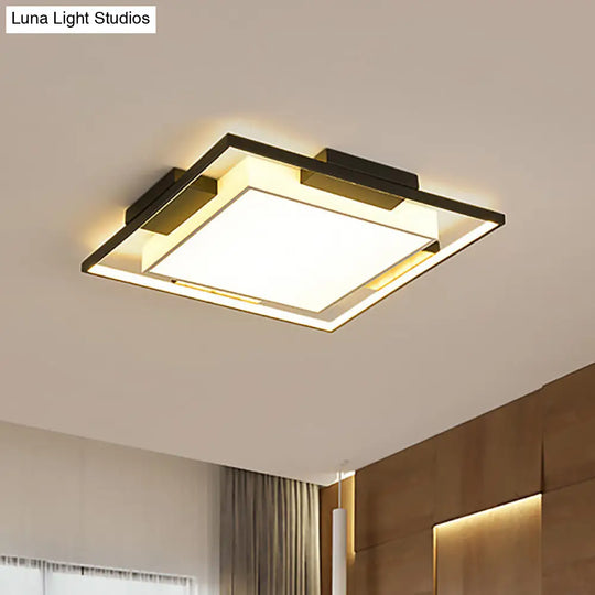 Modern Led Flush Mount Light With Acrylic Shade In Black And White - Available 3 Sizes / 18 Warm