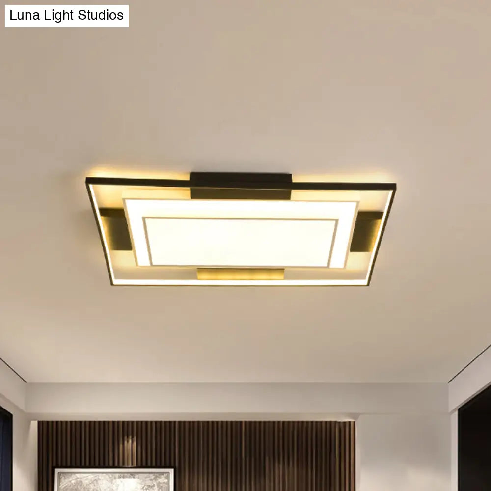 Modern Led Flush Mount Light With Acrylic Shade In Black And White - Available 3 Sizes