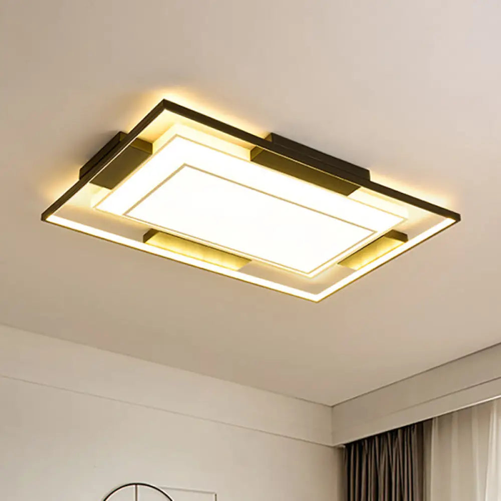 Modern Led Flush Mount Light With Acrylic Shade In Black And White - Available 3 Sizes / 35.5’