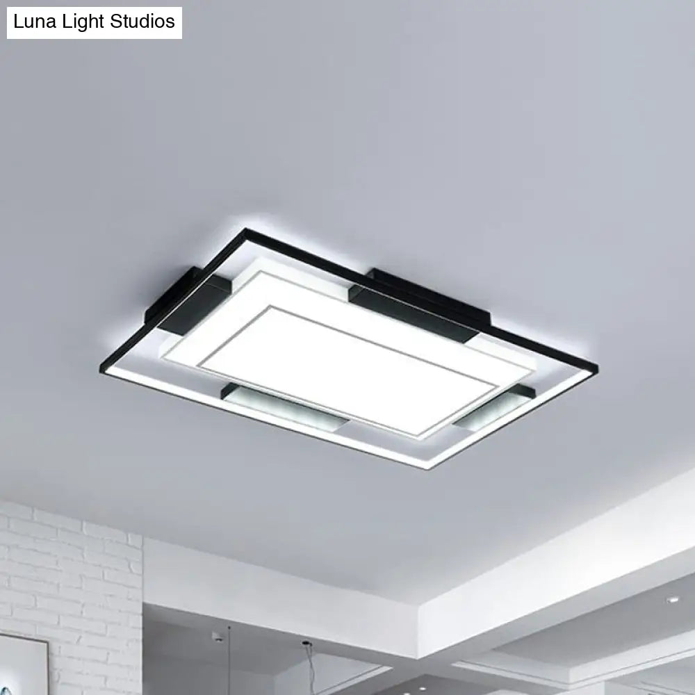 Modern Led Flush Mount Light With Acrylic Shade In Black And White - Available 3 Sizes
