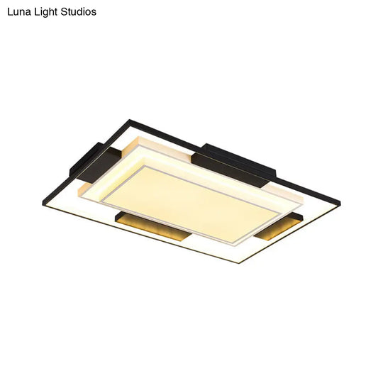 Modern Led Flush Mount Light With Acrylic Shade In Black And White - Available 3 Sizes