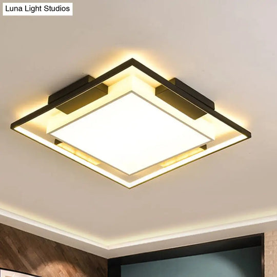 Modern Led Flush Mount Light With Acrylic Shade In Black And White - Available 3 Sizes