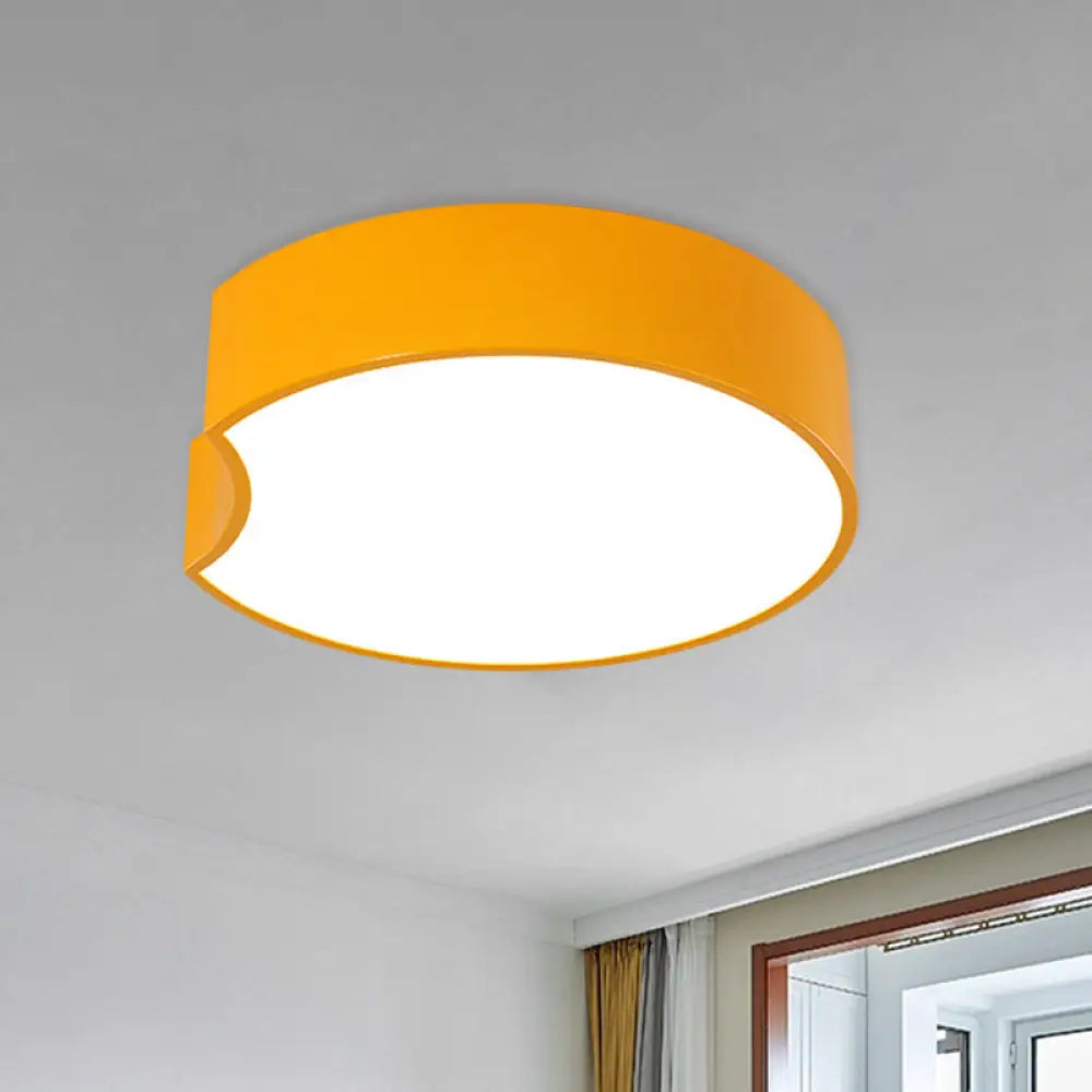 Modern Led Flush Mount Light With Acrylic Shade - Red/Yellow/Blue Round Fixture Yellow