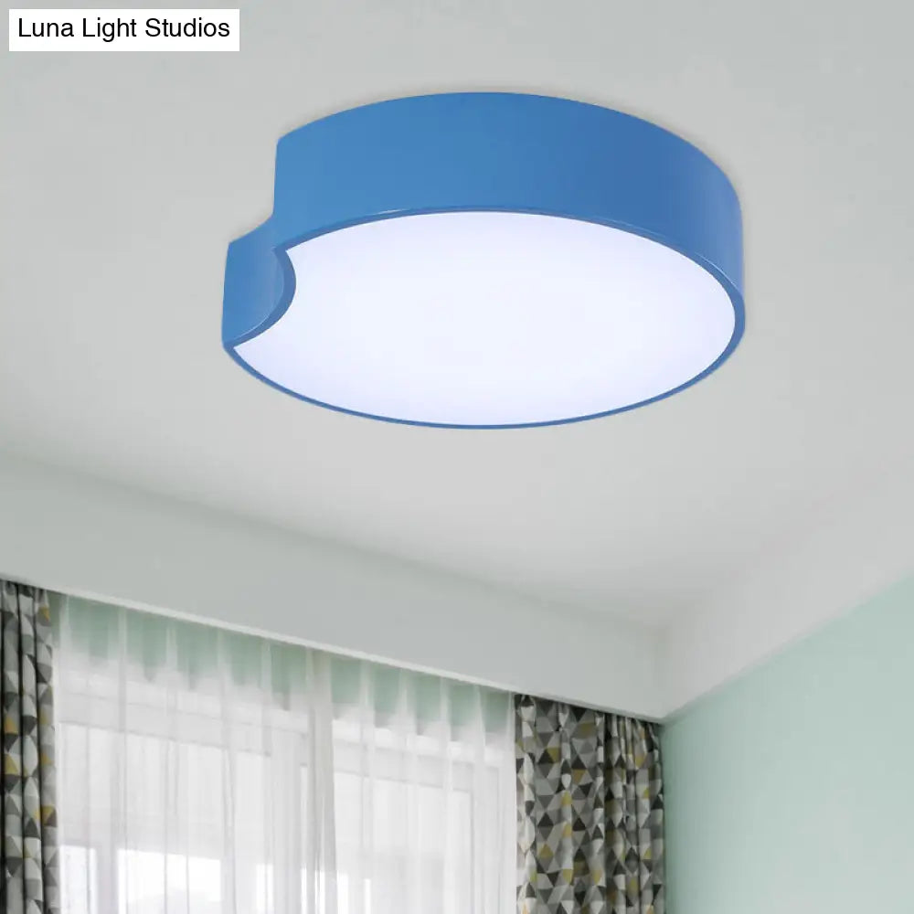 Modern Led Flush Mount Light With Acrylic Shade - Red/Yellow/Blue Round Fixture