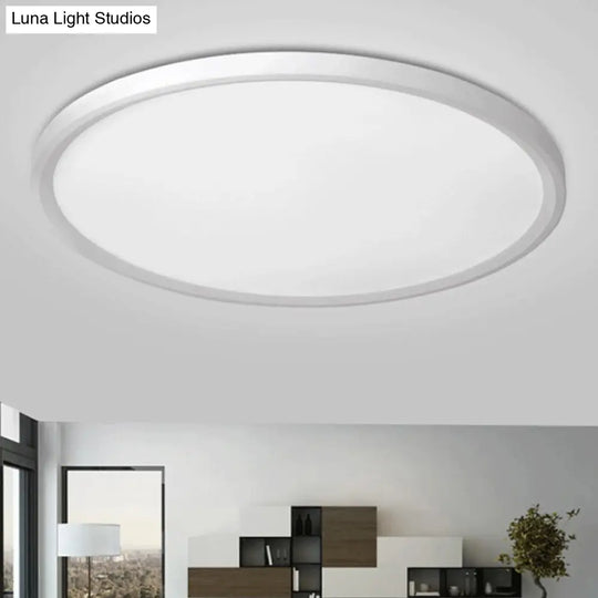 Modern Led Flush Mount Light With Metal Shade And Acrylic Diffuser In White/Warm 16/19.5 Diameter