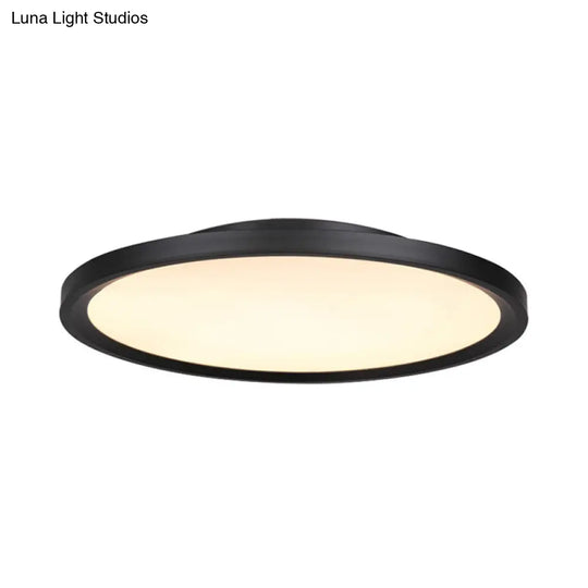 Modern Led Flush Mount Light With Metal Shade And Acrylic Diffuser In White/Warm 16’/19.5’ Diameter