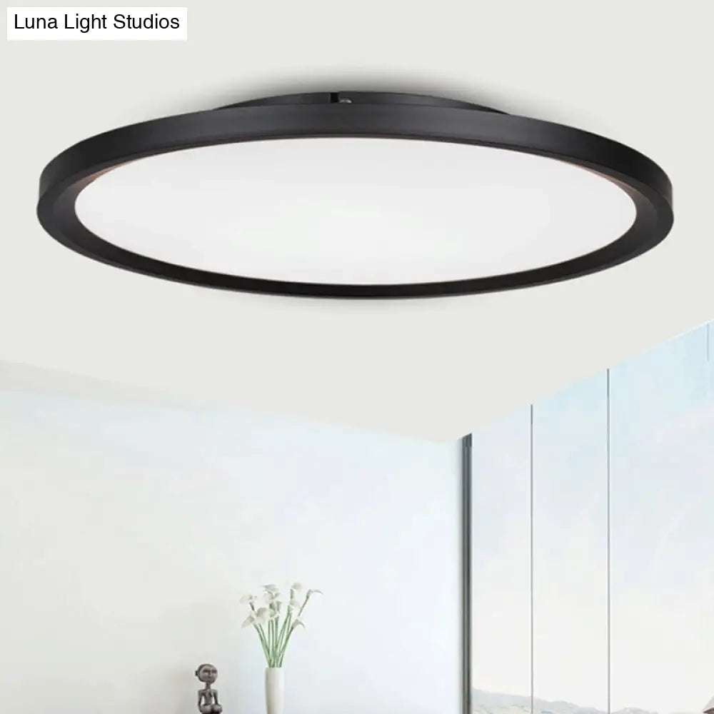 Modern Led Flush Mount Light With Metal Shade And Acrylic Diffuser In White/Warm 16/19.5 Diameter