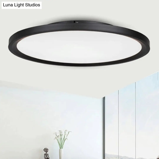 Modern Led Flush Mount Light With Metal Shade And Acrylic Diffuser In White/Warm 16/19.5 Diameter