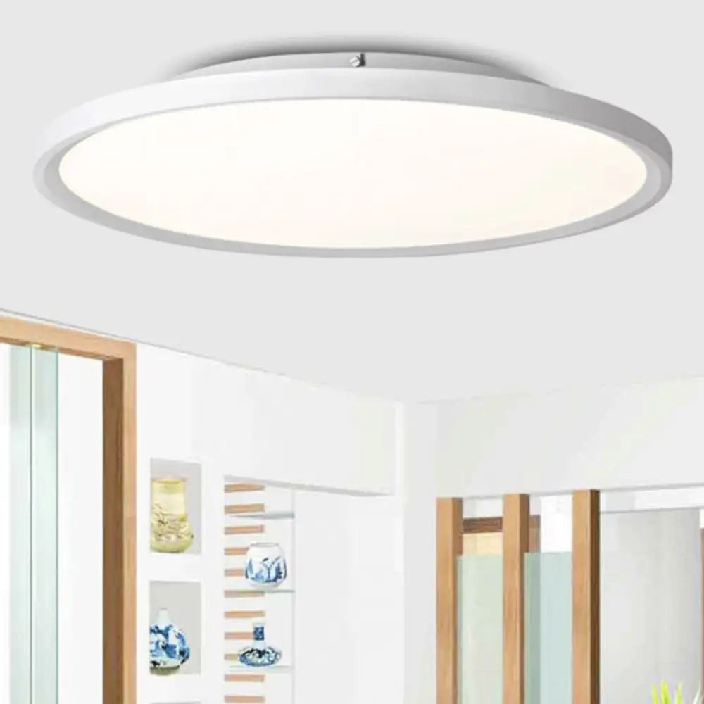 Modern Led Flush Mount Light With Metal Shade And Acrylic Diffuser In White/Warm 16’/19.5’