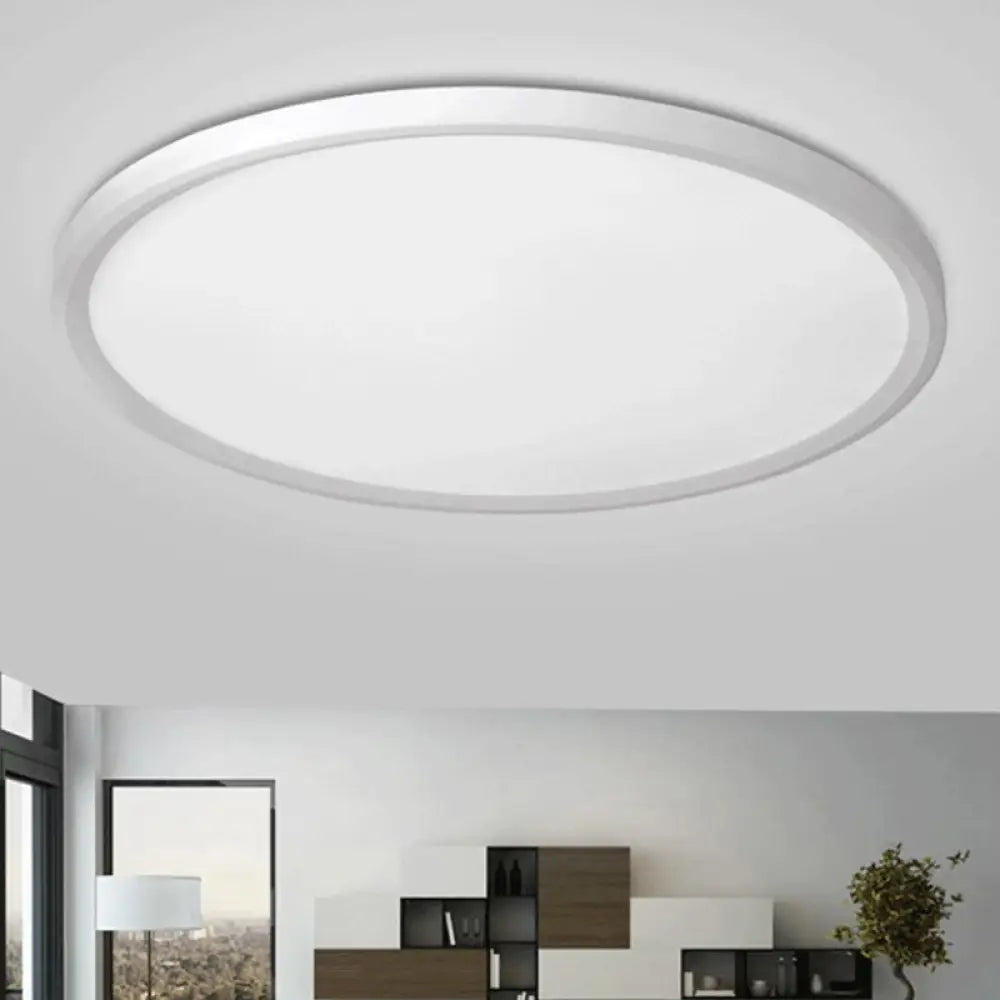 Modern Led Flush Mount Light With Metal Shade And Acrylic Diffuser In White/Warm 16’/19.5’