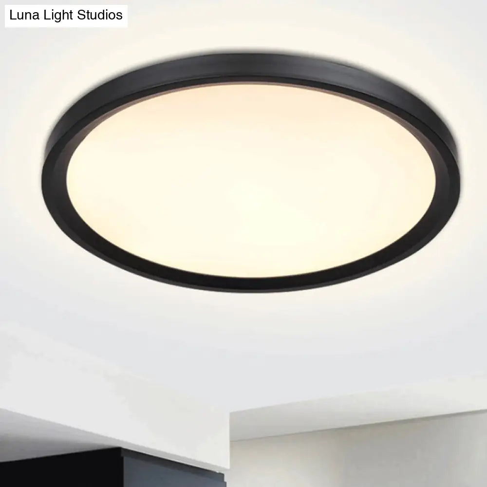 Modern Led Flush Mount Light With Metal Shade And Acrylic Diffuser In White/Warm 16/19.5 Diameter