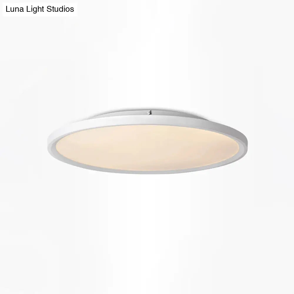 Modern Led Flush Mount Light With Metal Shade And Acrylic Diffuser In White/Warm 16’/19.5’ Diameter